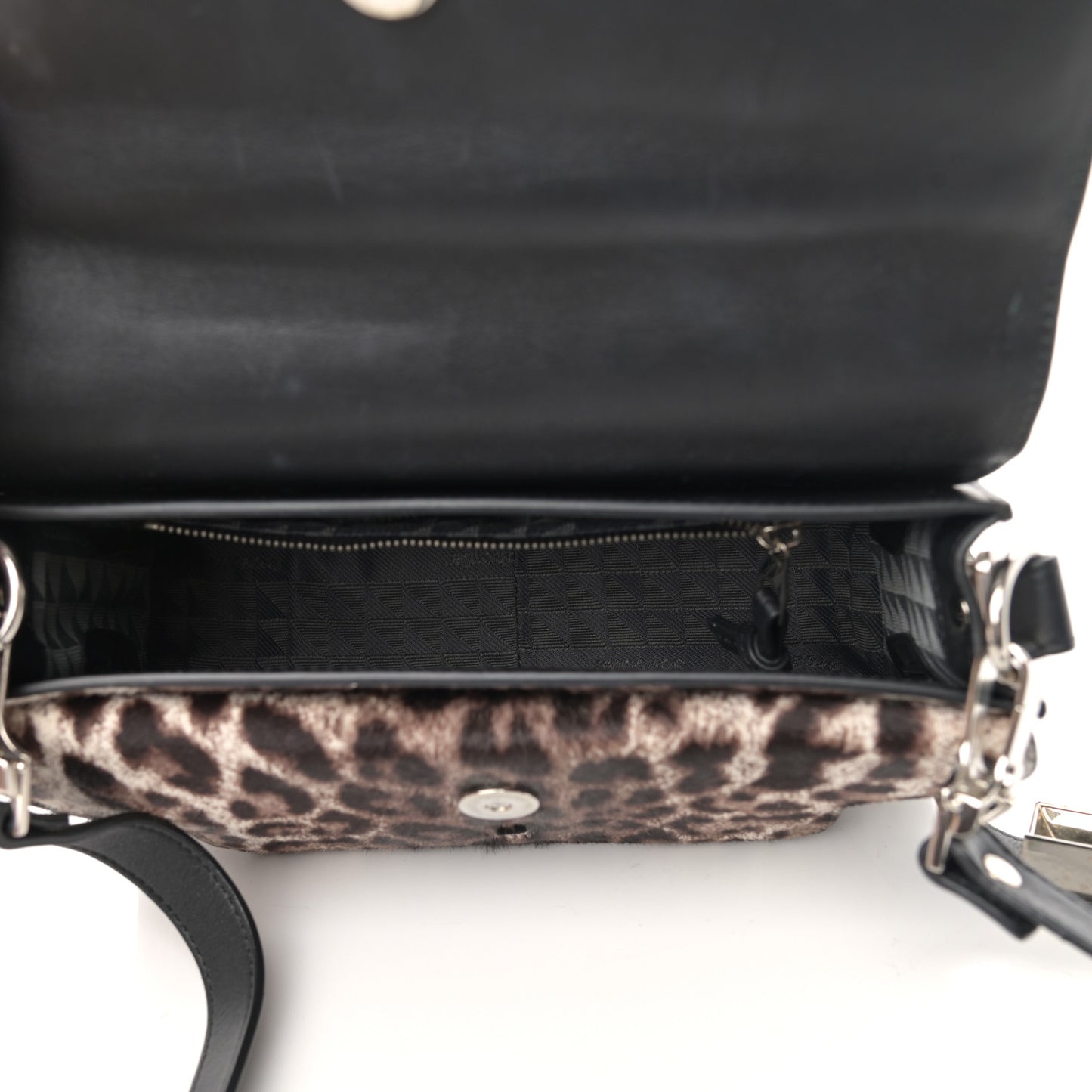 Calf Hair Leopard Print Mini PS11 Classic Shoulder Bag Black