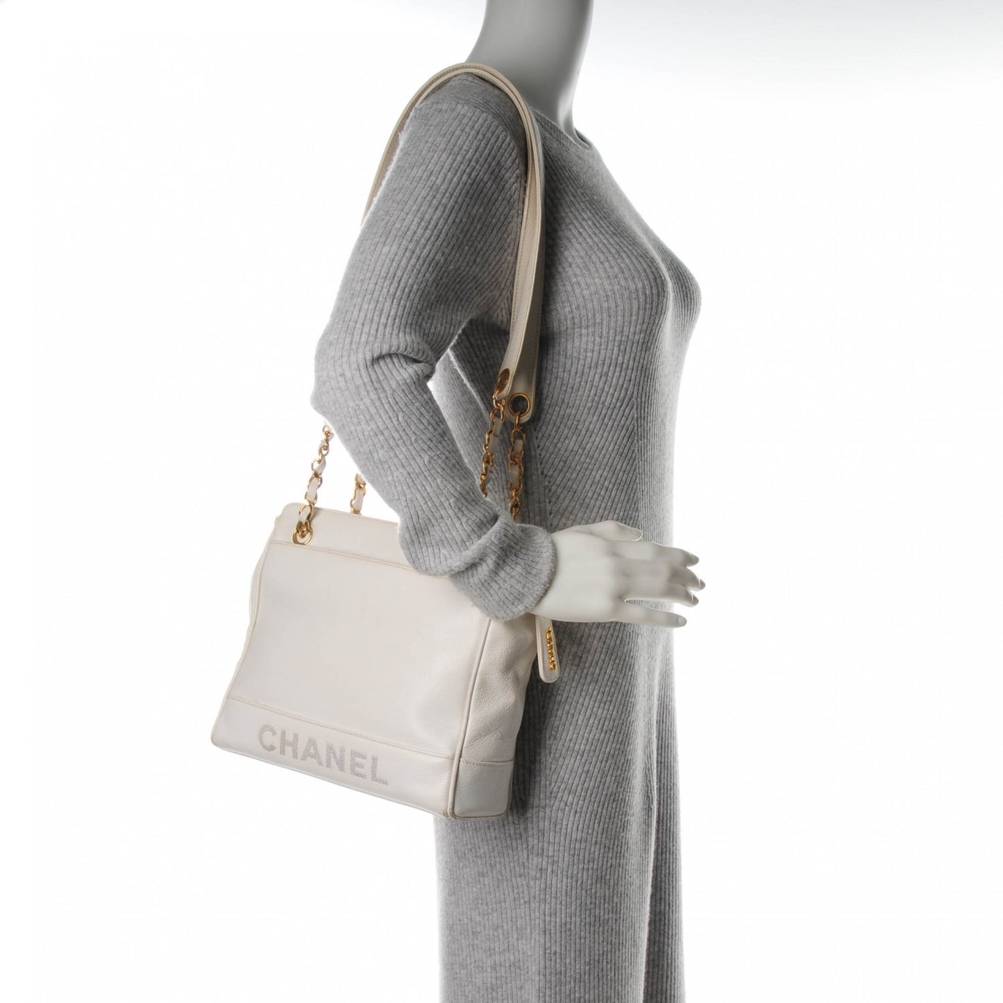 Caviar Shoulder Bag White
