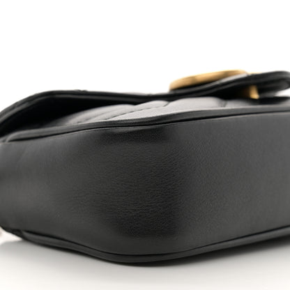 Gucci Calfskin Matelasse Super Mini GG Marmont Shoulder Bag Black 9 of 11