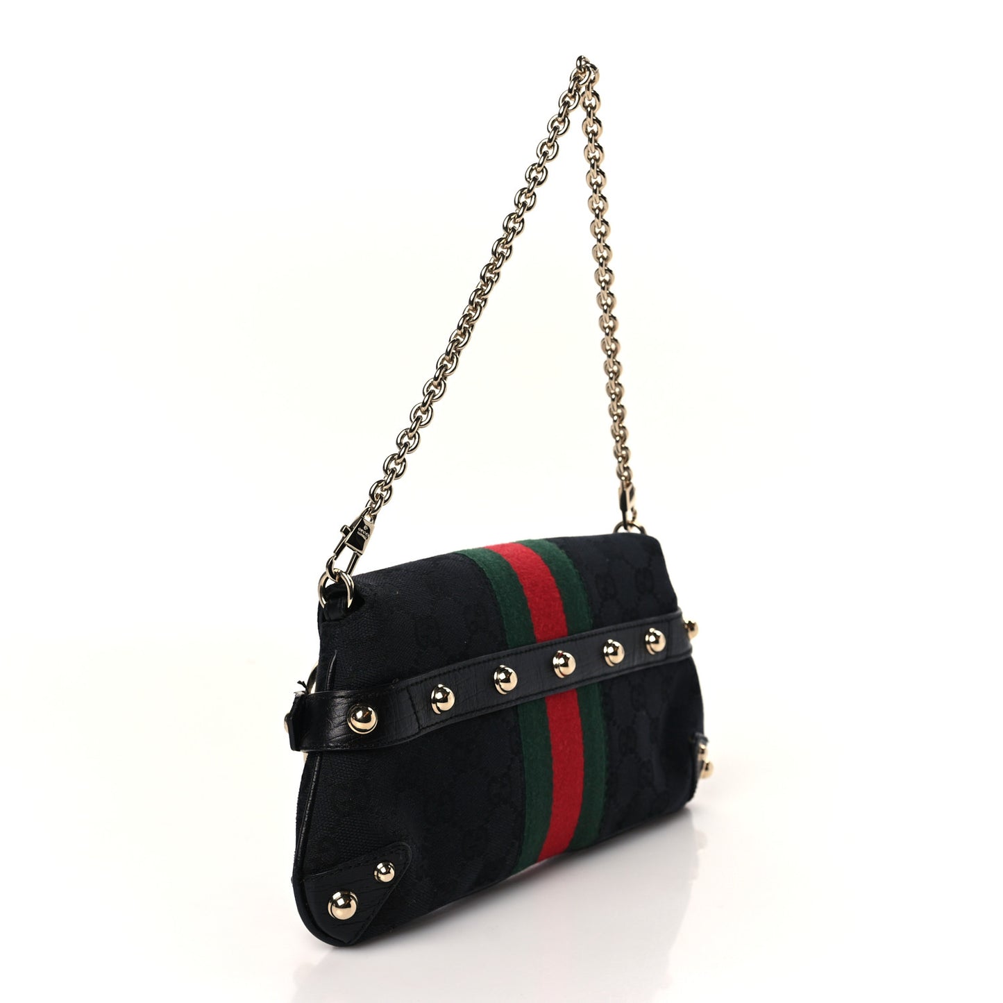 Monogram Web Horsebit Chain Clutch Black