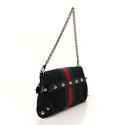 Gucci Monogram Web Horsebit Chain Clutch Black 2 of 8