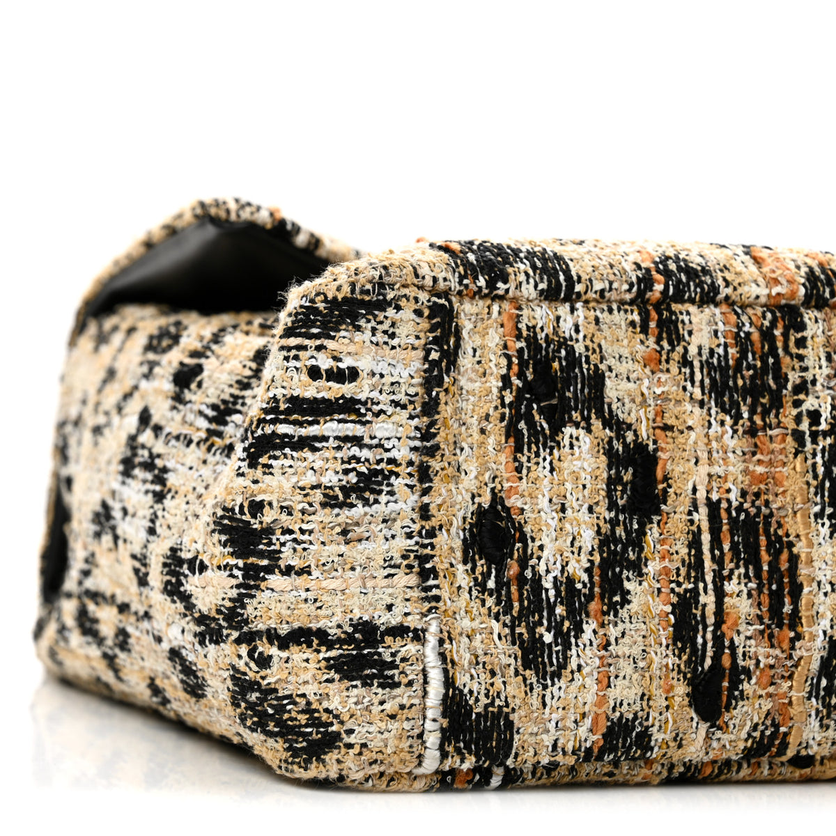 Tweed Mixed Fibers Leopard Print Souplissimo Maxi Flap Brown Black White