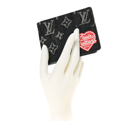 Louis Vuitton X NIGO Taurillon Monogram Denim Drip Slender Wallet Black 2 of 7