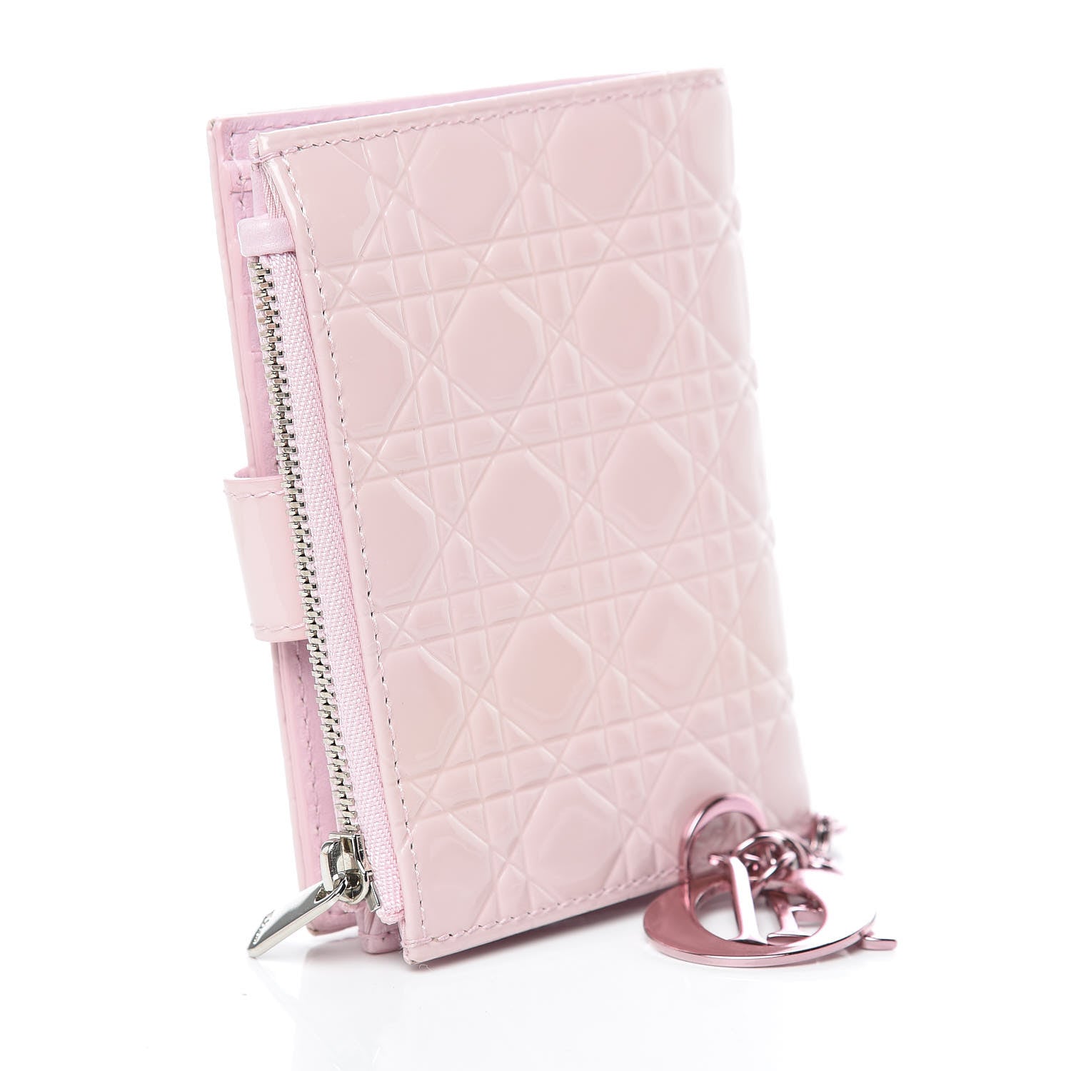 Christian Dior Patent Cannage Lady Dior Wallet Pink 3 of 7
