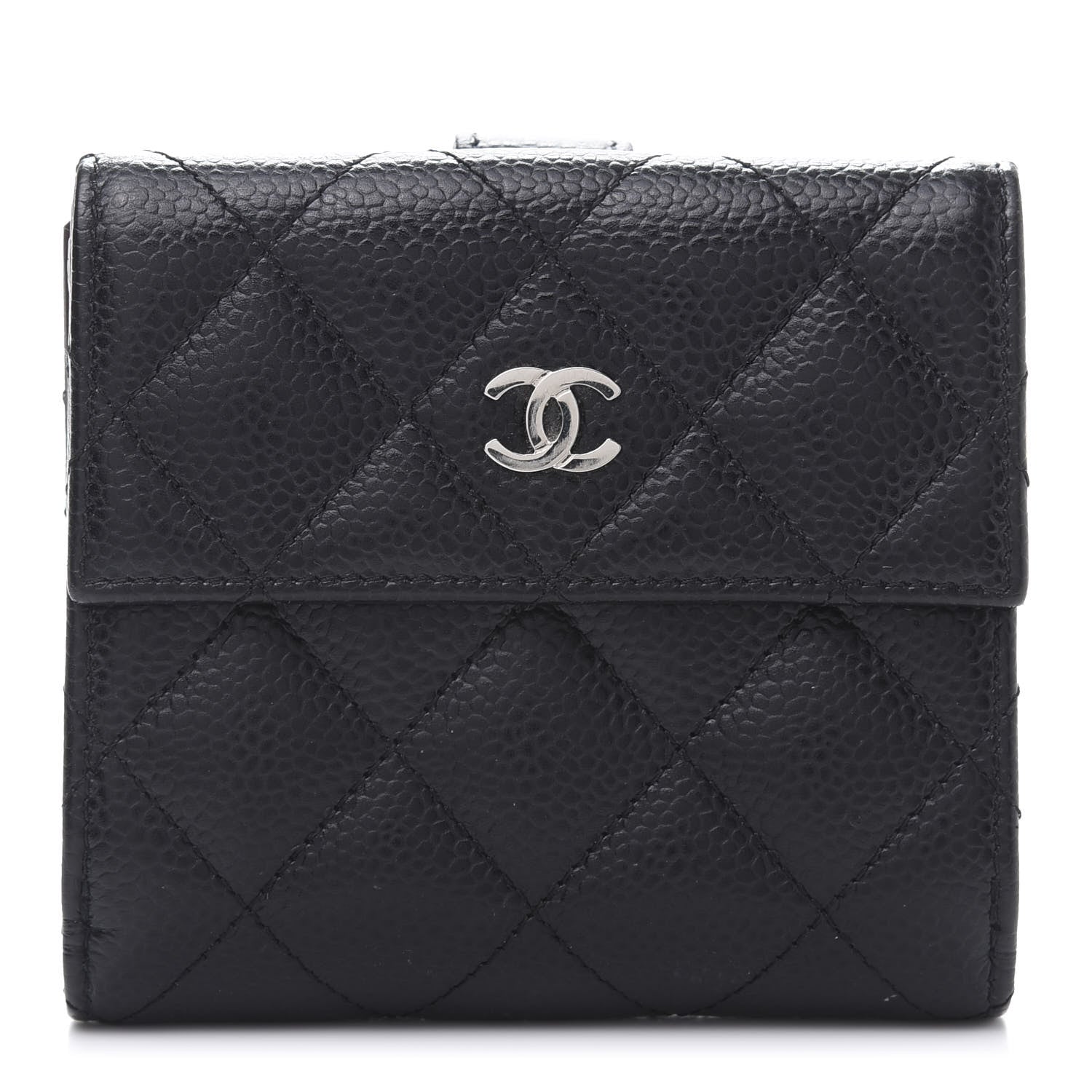 Chanel Caviar Quilted Compact French Flap Wallet Black 1 of 10