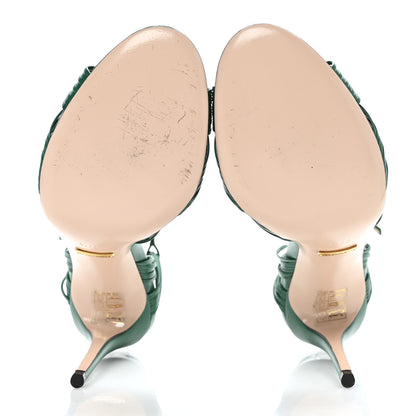 Gucci Malaga Kid Knotted Allie Sandals 37.5 Emerald 5 of 7
