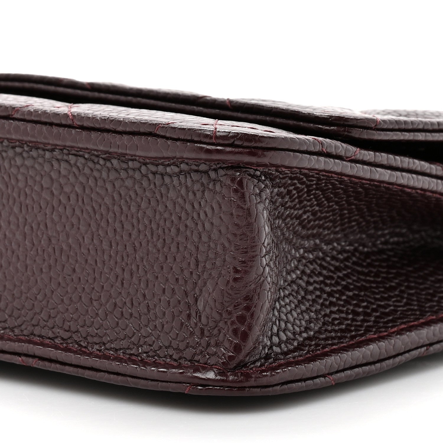 Chanel Caviar Quilted Wallet on Chain WOC Burgundy 10 of 12