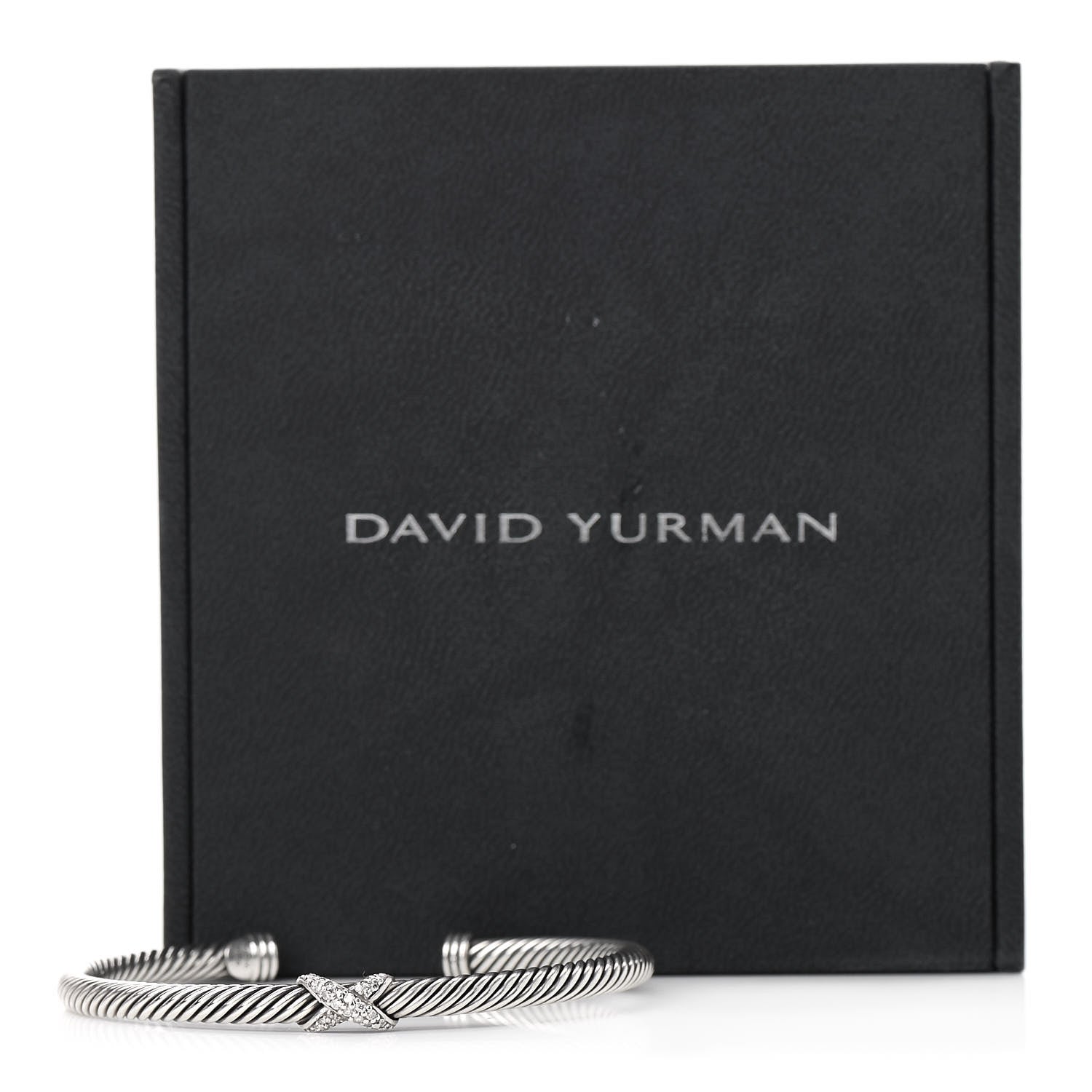 David Yurman Sterling Silver Diamond 4mm X Cable Bracelet 6 of 6