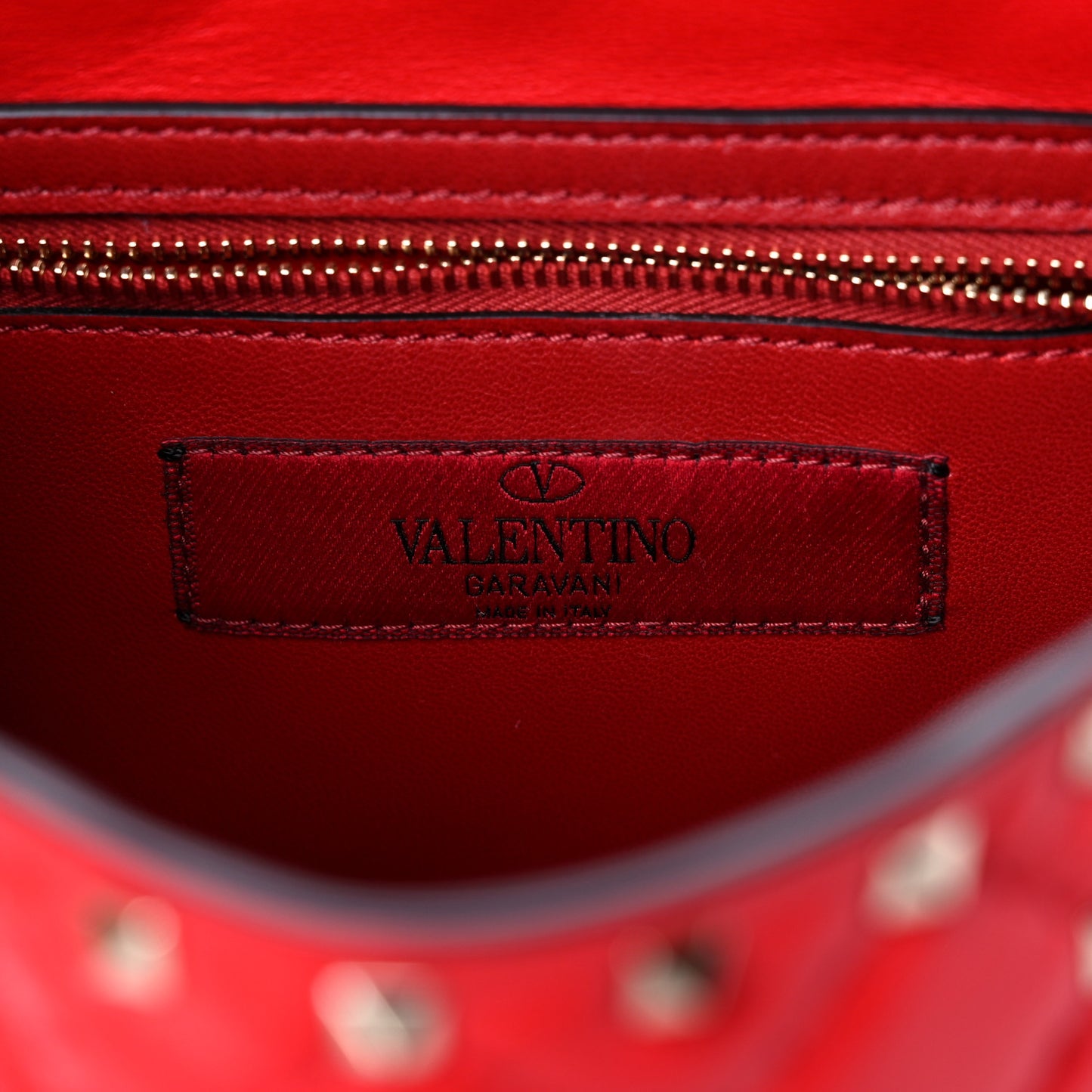 Lambskin Medium Rockstud Spike Shoulder Bag Red