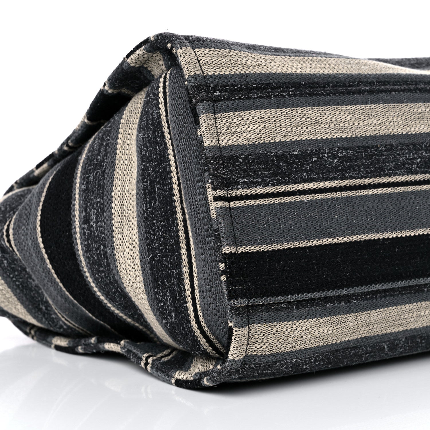 Chanel Striped Canvas Medium Deauville Tote Grey Black 9 of 14