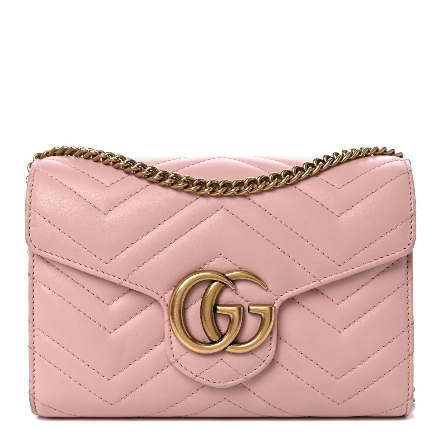 Calfskin Matelasse GG Marmont Chain Wallet Perfect Pink