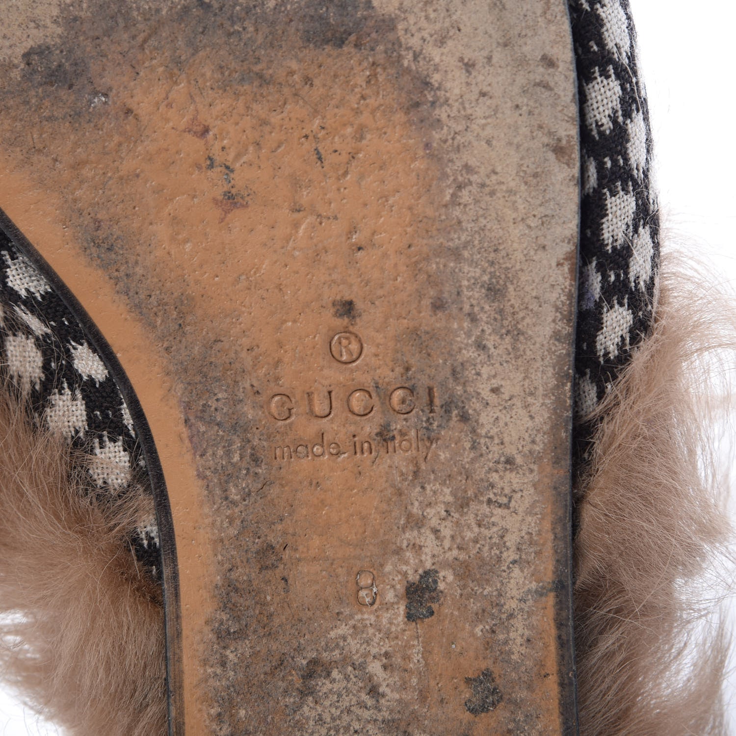 Gucci Canvas Fur Mens Princetown Slippers 8 Black White 8 of 12