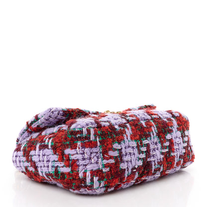 Chanel Tweed Quilted Medium Chanel 19 Flap Red Purple Green 4 of 10