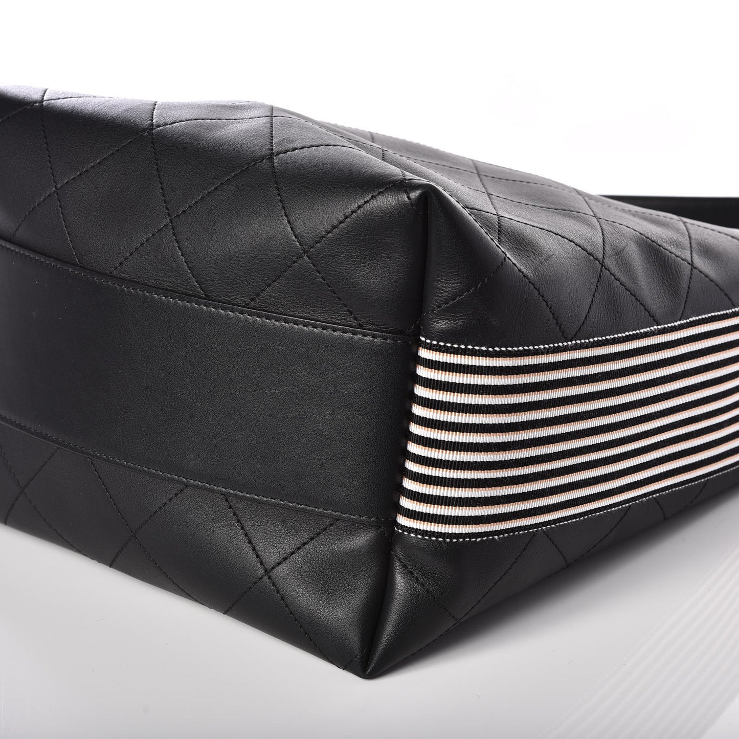 Calfskin Stitched Large Button Up Hobo Black