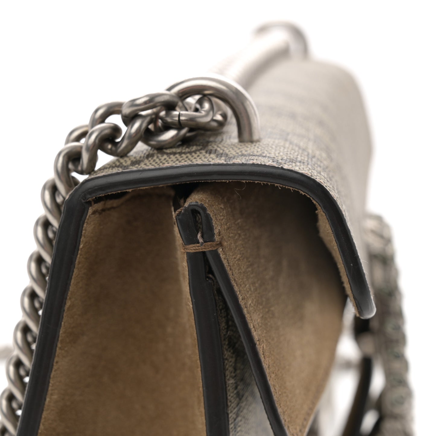 GG Supreme Monogram Suede Crystal Small Dionysus Shoulder Bag Taupe