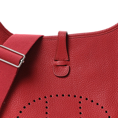 Hermes Taurillon Clemence Evelyne III PM Rouge Garance 7 of 9