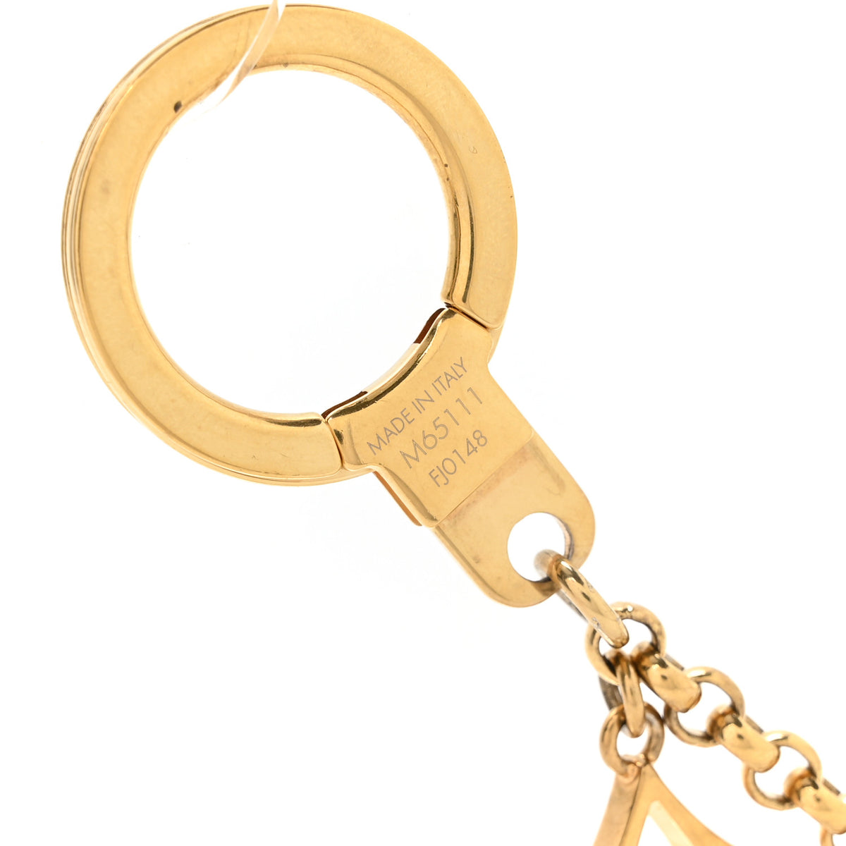 Brass Enamel Fleur De Monogram Bag Charm Chain Gold