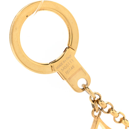 Louis Vuitton Brass Enamel Fleur De Monogram Bag Charm Chain Gold 3 of 3