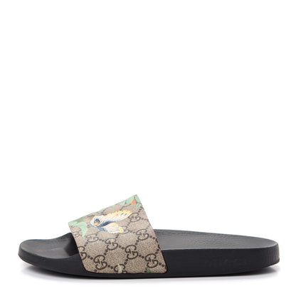 Gucci GG Supreme Monogram Tian Womens Slide Sandals 39 Beige Multicolor 1 of 10
