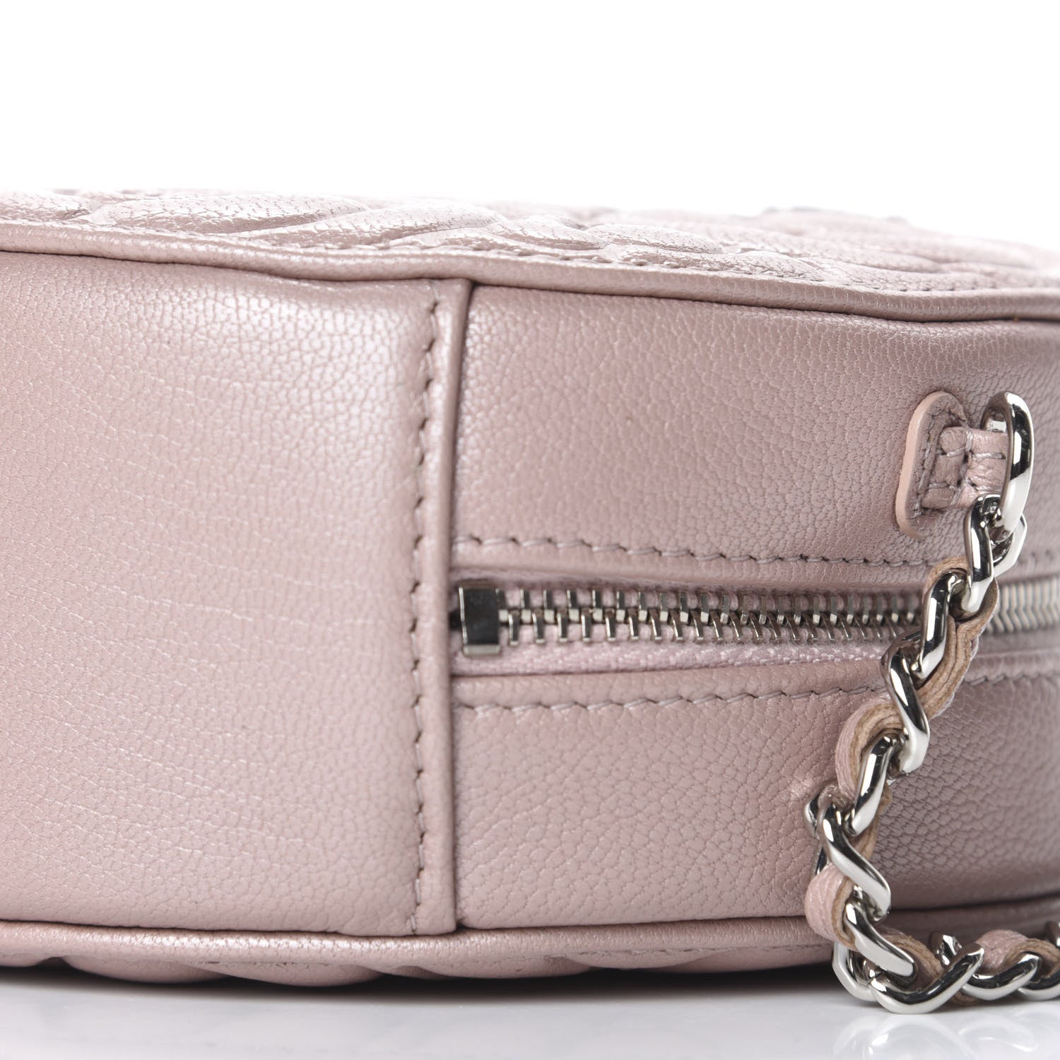 Chanel Lambskin Camellia Quilted Round Clutch With Chain Light Pink 7 of 10