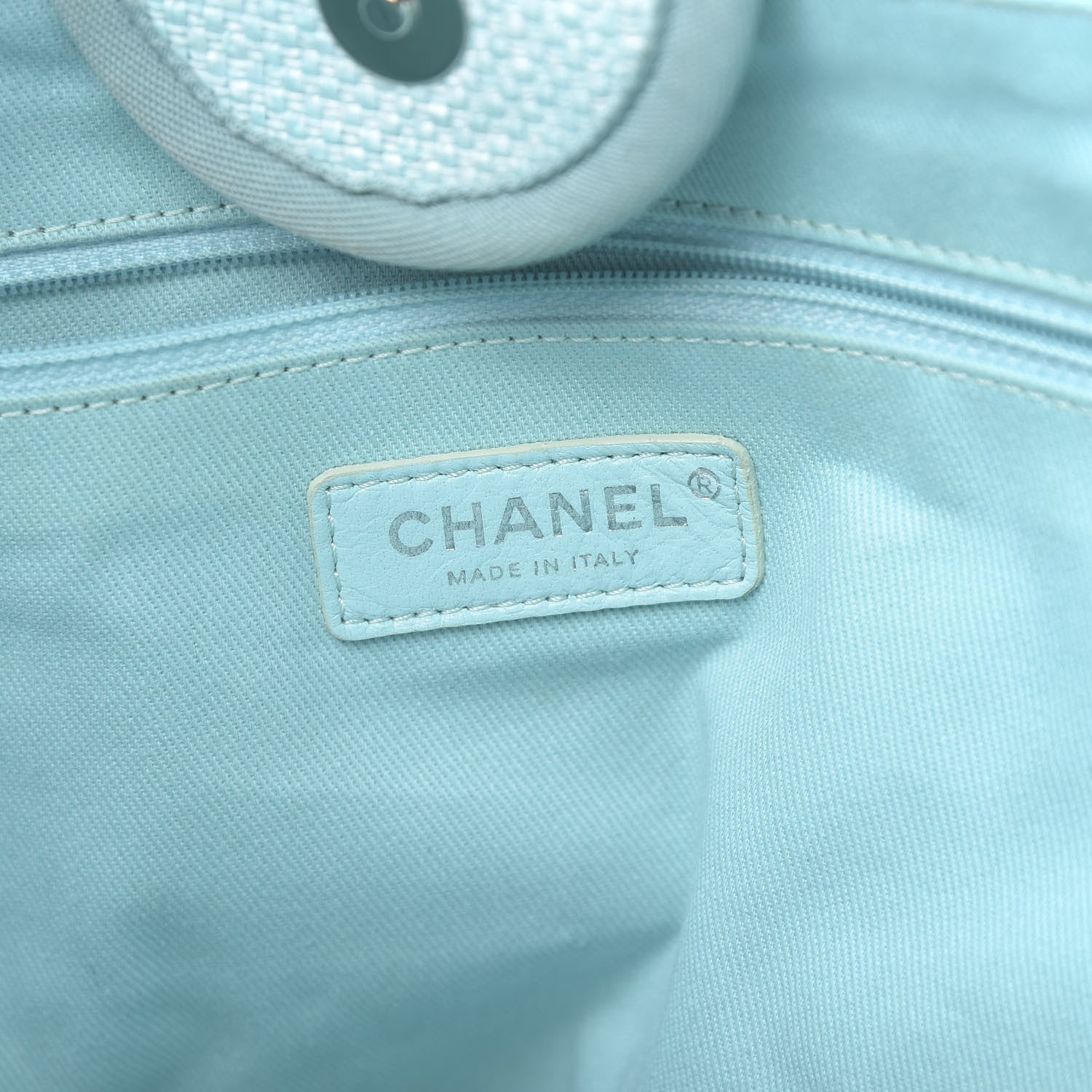 Chanel Woven Straw Raffia Large Deauville Tote Turquoise 5 of 9