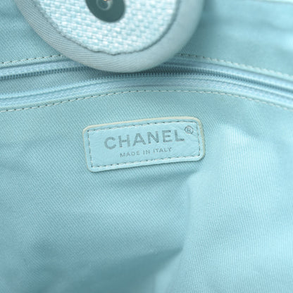 Chanel Woven Straw Raffia Large Deauville Tote Turquoise 5 of 9