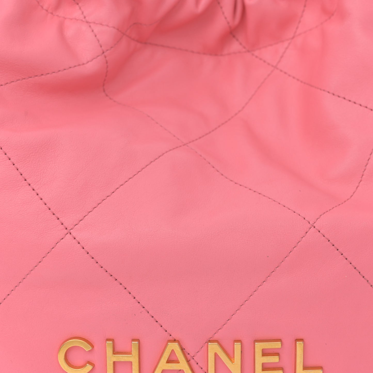 Shiny Calfskin Quilted Chanel 22 Coral Pink