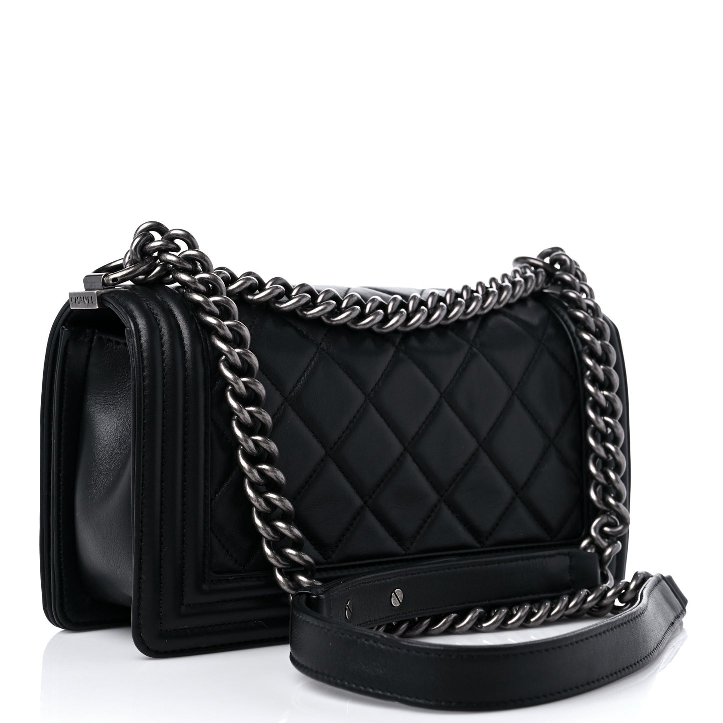 Calfskin Quilted Medium Boy Flap Black