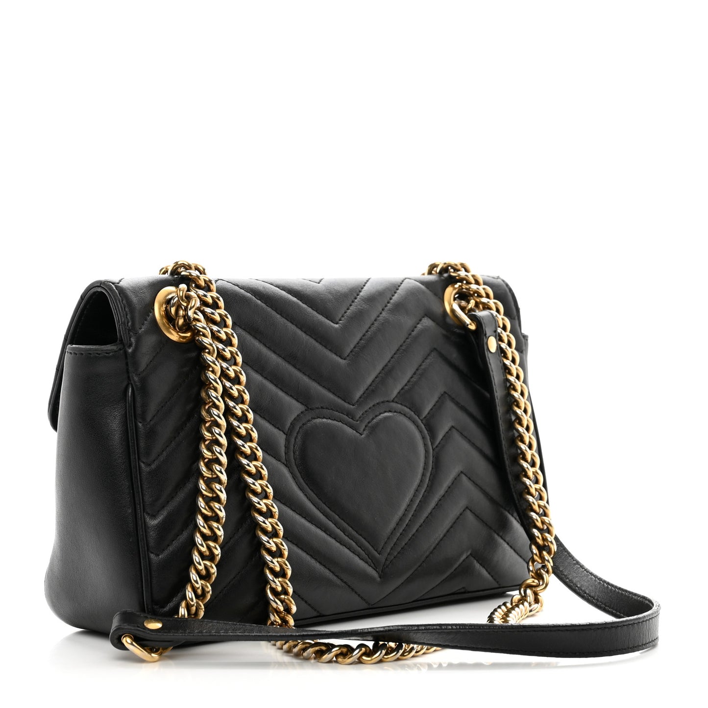 Calfskin Matelasse Small GG Marmont Shoulder Bag Black