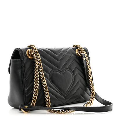 Gucci Calfskin Matelasse Small GG Marmont Shoulder Bag Black 3 of 13