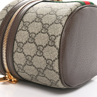 Gucci GG Supreme Monogram Textured Calfskin Web Ophidia Vanity Cosmetic Case Beige Ebony New Acero 9 of 10