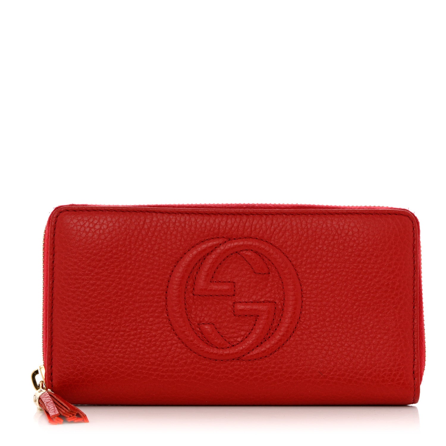 Gucci Pebbled Calfskin Soho Zip Around Wallet Red 1 of 8