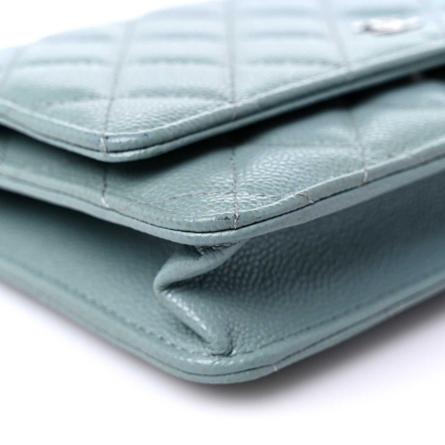 Chanel Caviar Quilted Wallet On Chain WOC Light Blue 9 of 15