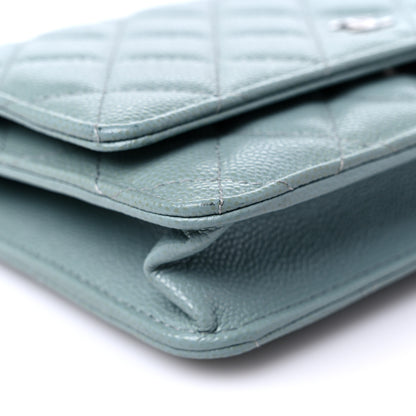 Chanel Caviar Quilted Wallet On Chain WOC Light Blue 9 of 15