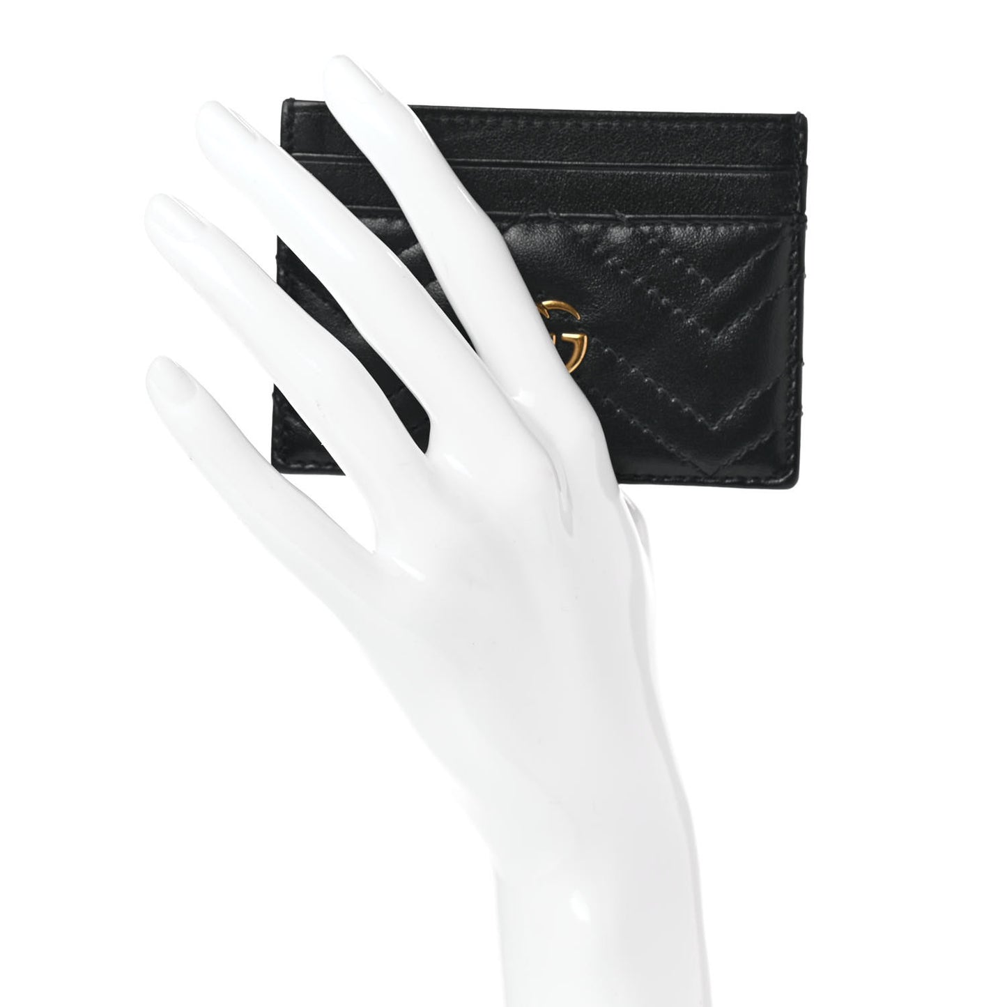 Calfskin Matelasse GG Marmont Card Holder Black