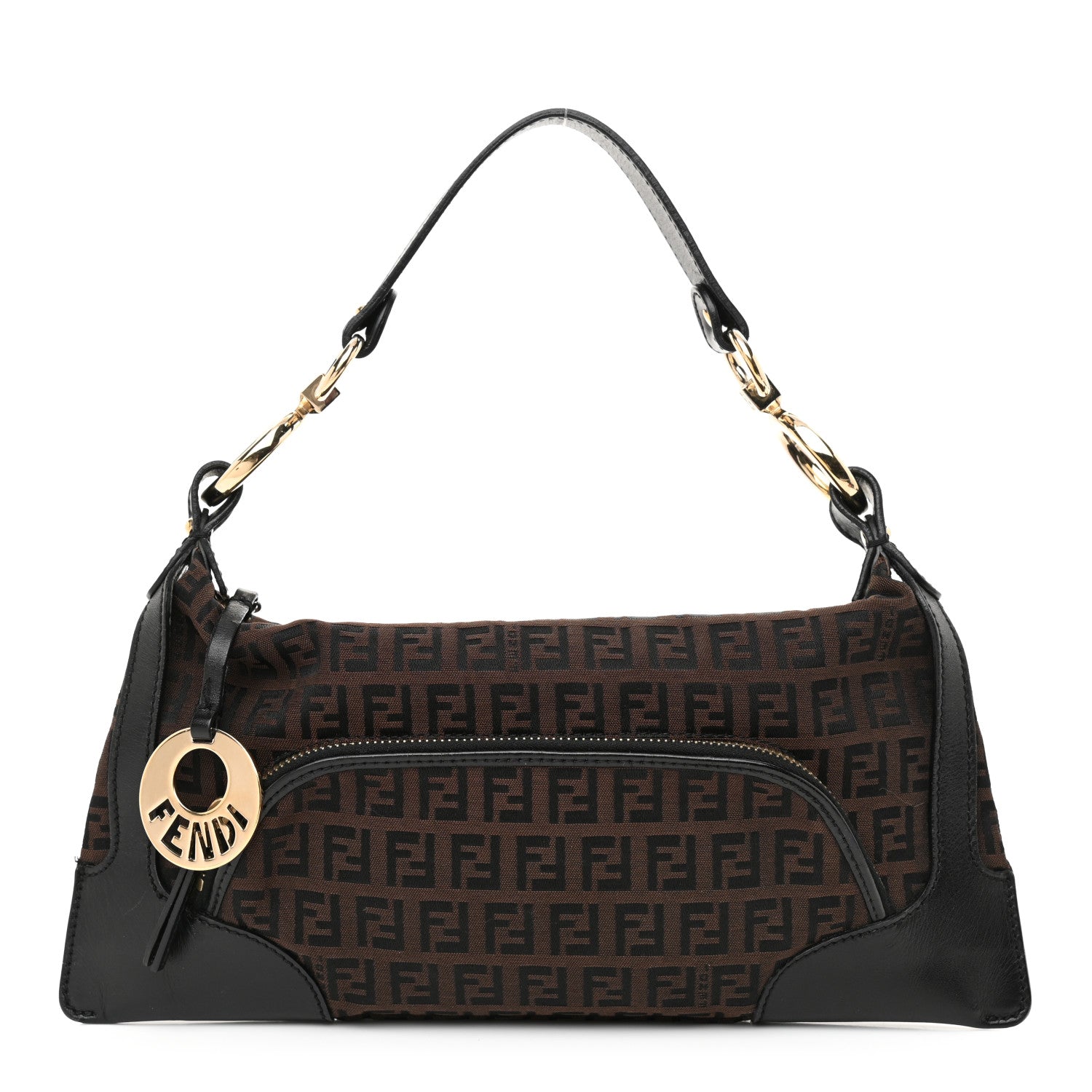 Fendi Zucchino Cuoio Small Chef Pocket Shoulder Bag Black Moro 1 of 10