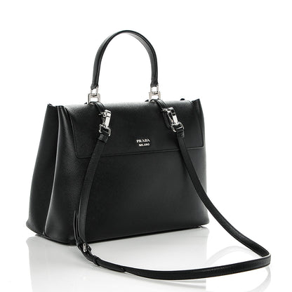 Prada Saffiano Cuir Convertible Top Handle Tote Nero Black 3 of 7