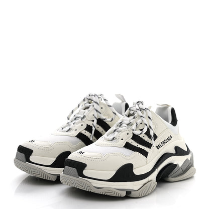 Balenciaga X ADIDAS Fabric Mesh Womens Triple S Sneakers 36 White Black Light Grey Grey 3 of 7