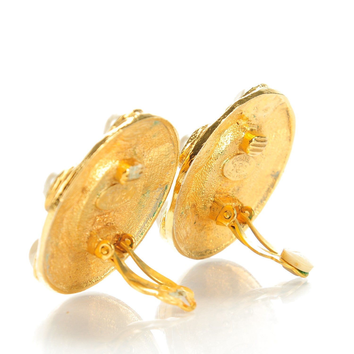 Chanel Pearl Clip On Earrings Gold 3 of 5