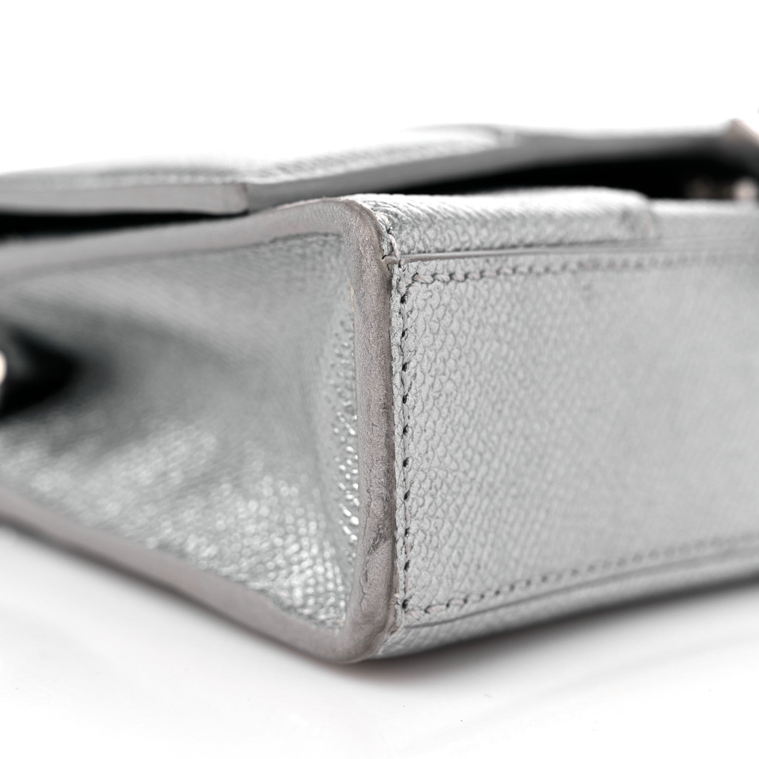 Balenciaga Metallic Grained Calfskin Hourglass Chain Bag Silver 7 of 12