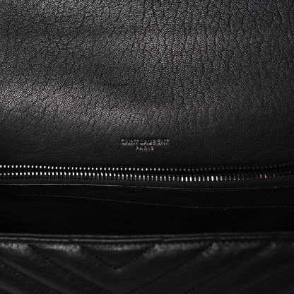 Saint Laurent Sheepskin Matelasse Chevron Monogram Large College Satchel Black 5 of 8