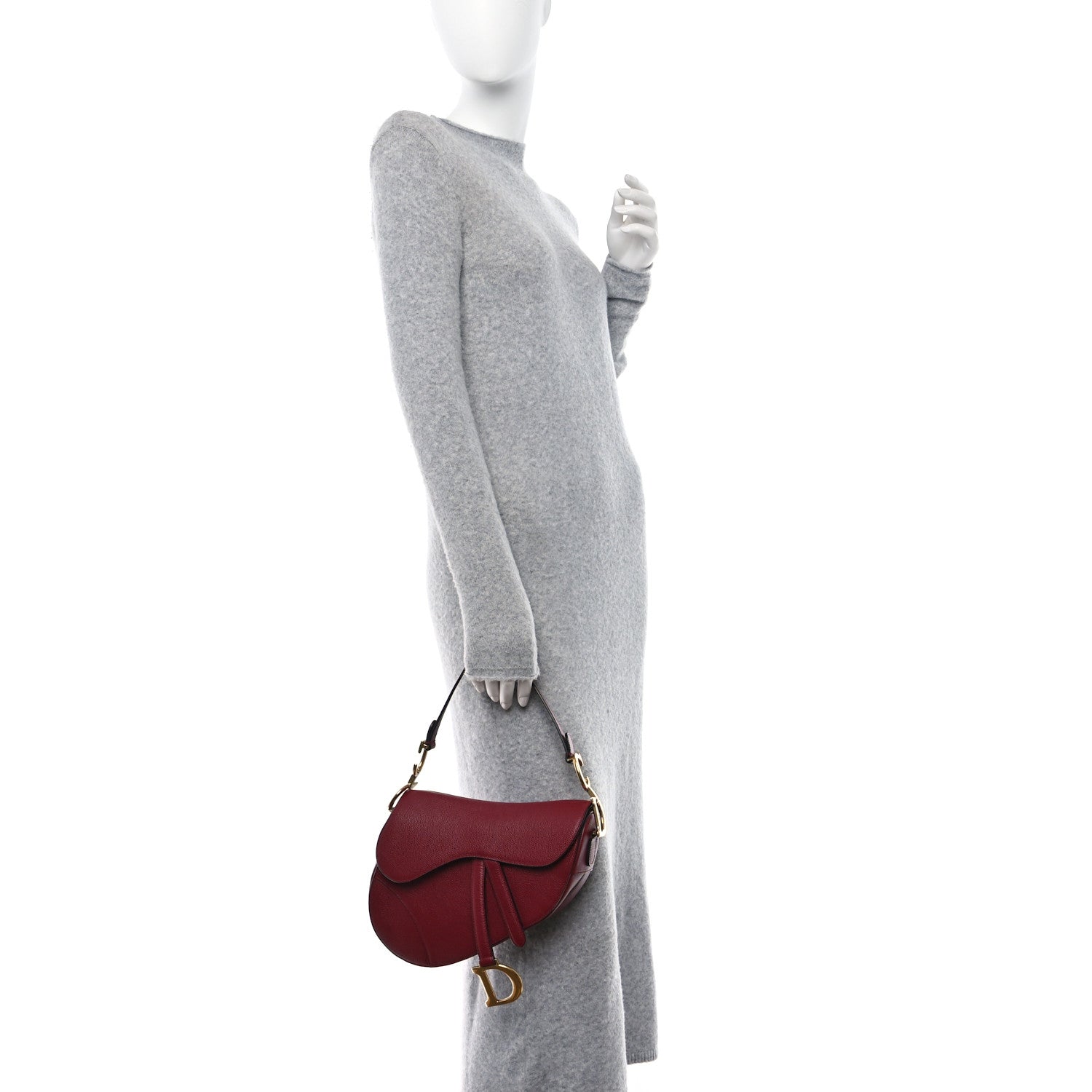 Christian Dior Grained Calfskin Saddle Bag Red 2 of 11