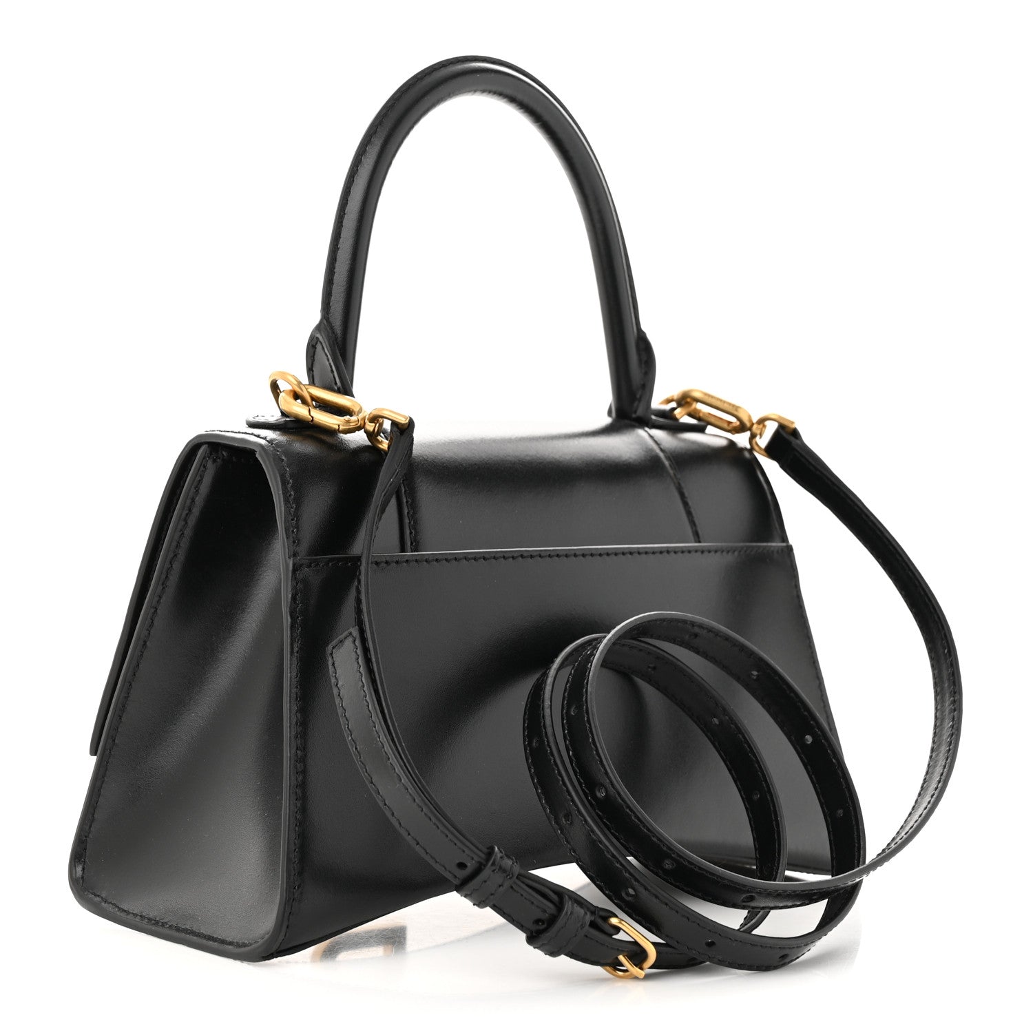 Balenciaga Shiny Box Calfskin Small Hourglass Top Handle Bag Black 3 of 10