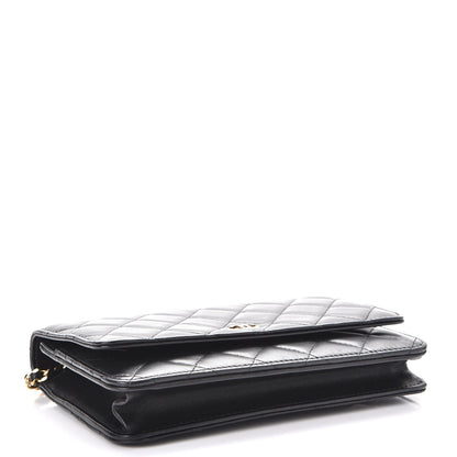 Chanel Lambskin Quilted Wallet On Chain WOC Black 4 of 9