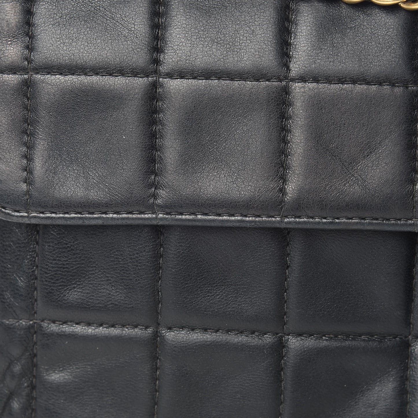 Lambskin East West Chocolate Bar Flap Black