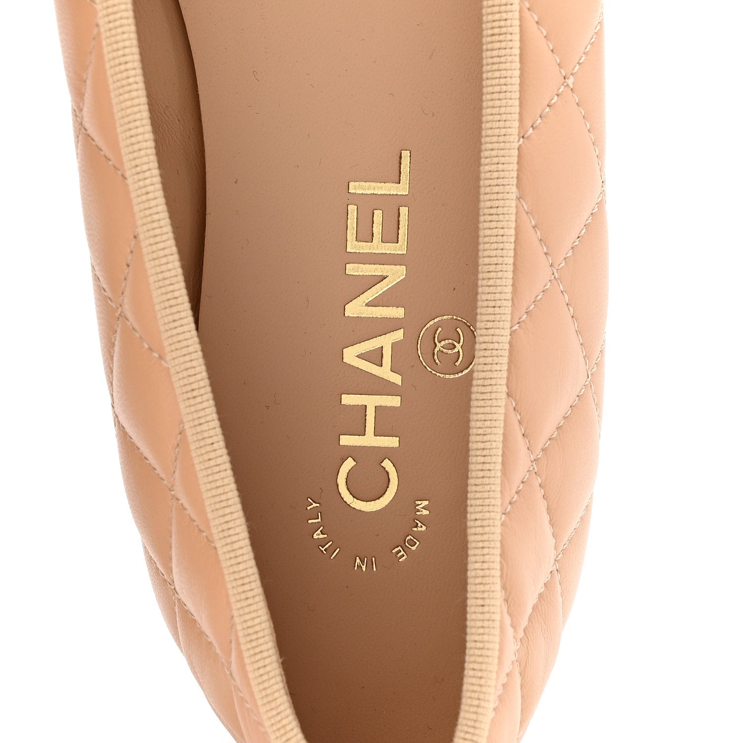 Chanel Lambskin Quilted CC Cap Toe Ballerina Flats 40 Beige Black 8 of 10