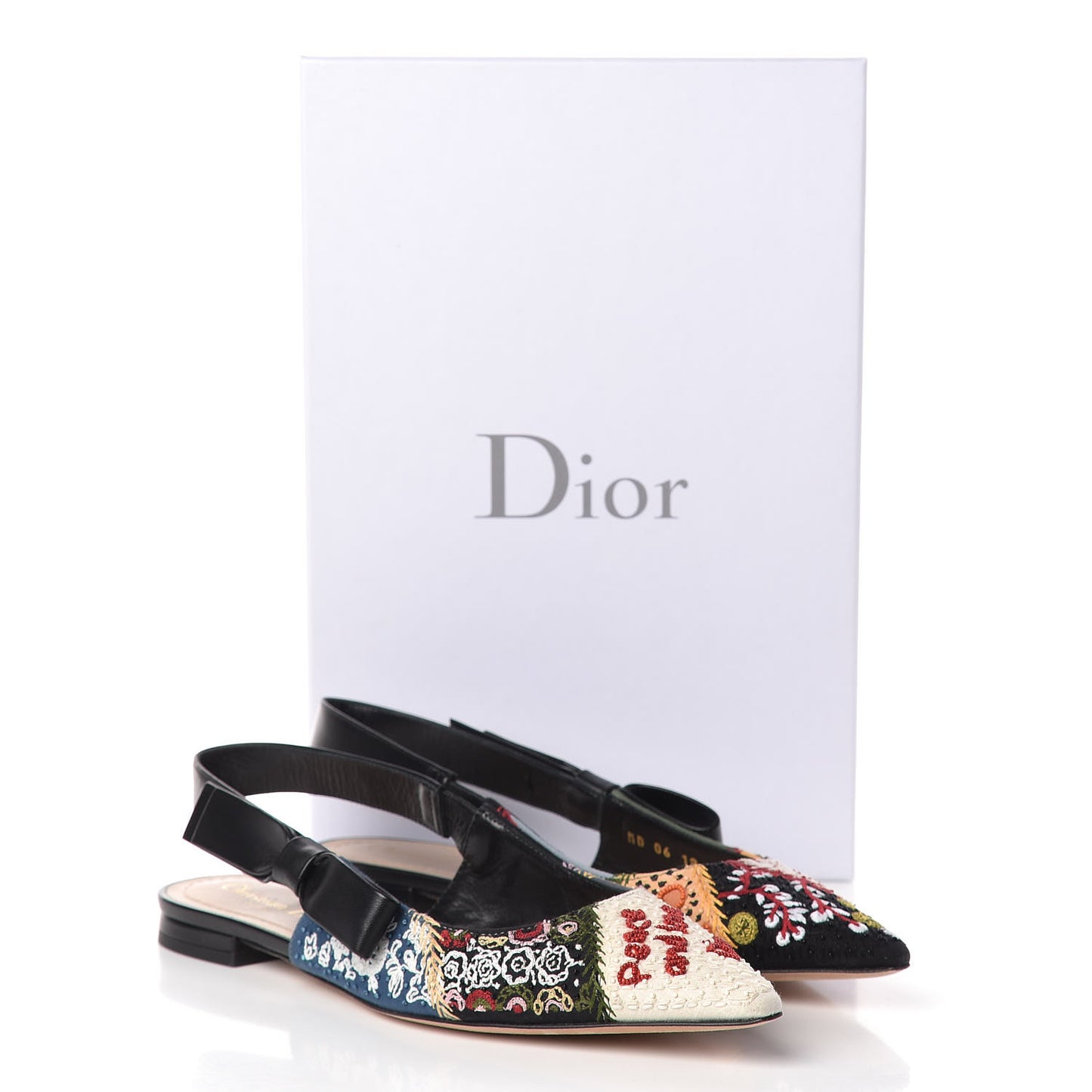 Patch Embroidered Sweet D Sling-Back Flats 38.5 Multicolor