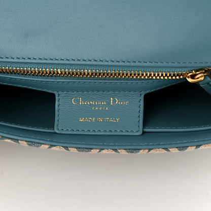 Christian Dior Calfskin Strass Embroidered Small Caro Bag Blue 6 of 13