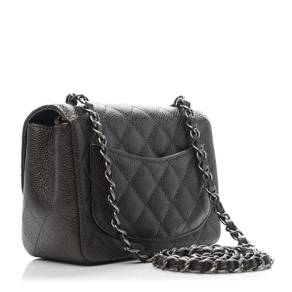 Chanel Metallic Caviar Quilted Mini Square Flap Dark Charcoal 3 of 9