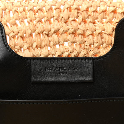 Balenciaga Raffia Calfskin Panier Basket Tote Natural 6 of 12